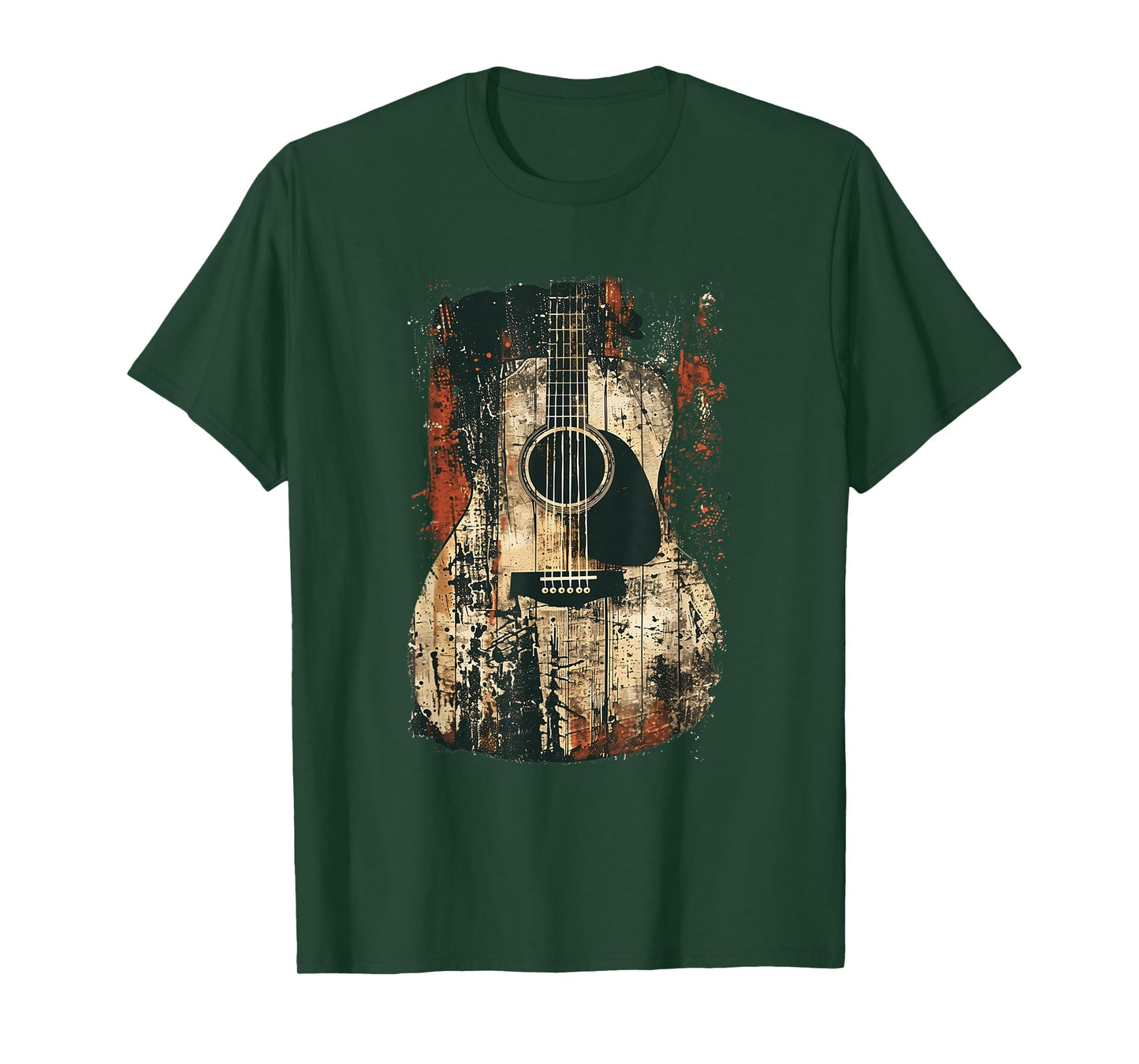 Acoustic Guitar, Vintage, Distressed, Rock & Roll Music T-Shirt