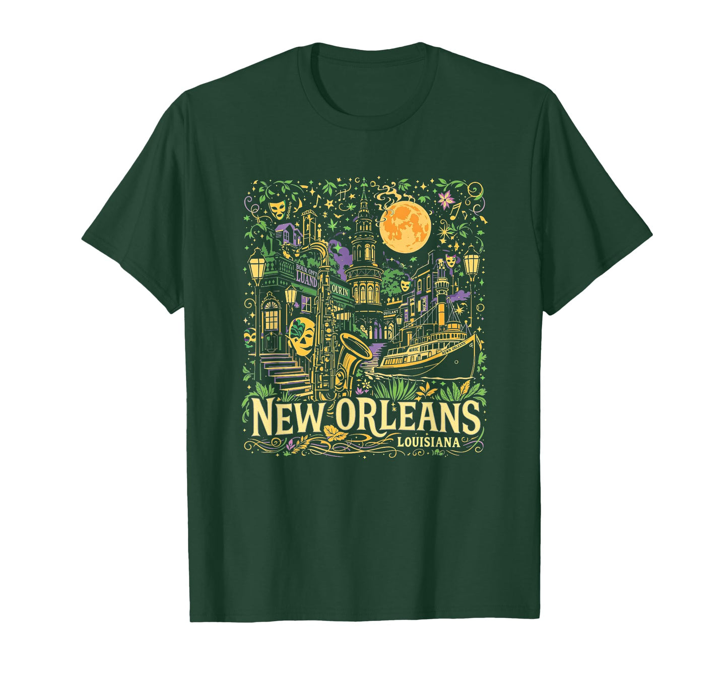 Vintage New Orleans Louisiana Sunset Skyline Cityscape Retro T-Shirt