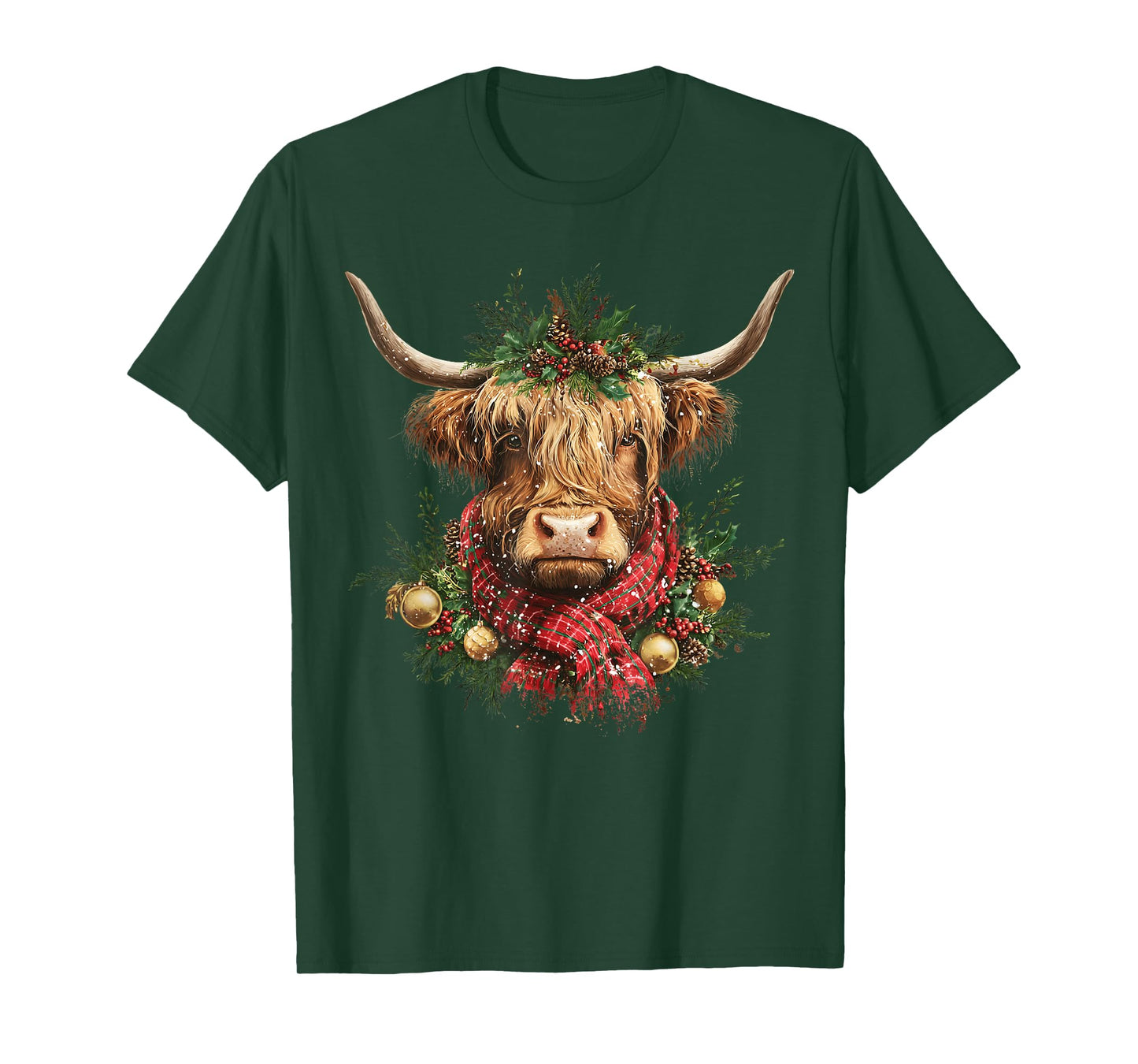 Cute Highland Cow Christmas Santa Lover Farm Xmas Pajamas T-Shirt