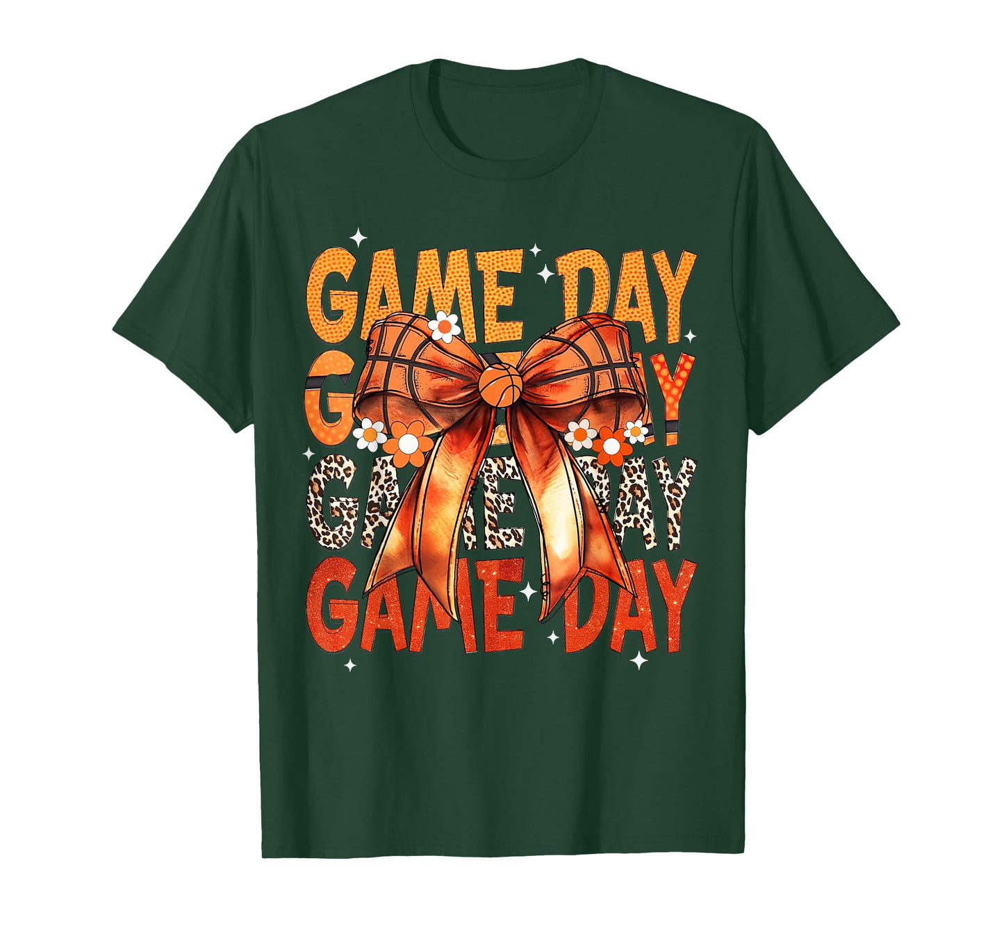Basketball Bow Game Day Retro Basketball Lovers Girly T-Shirt