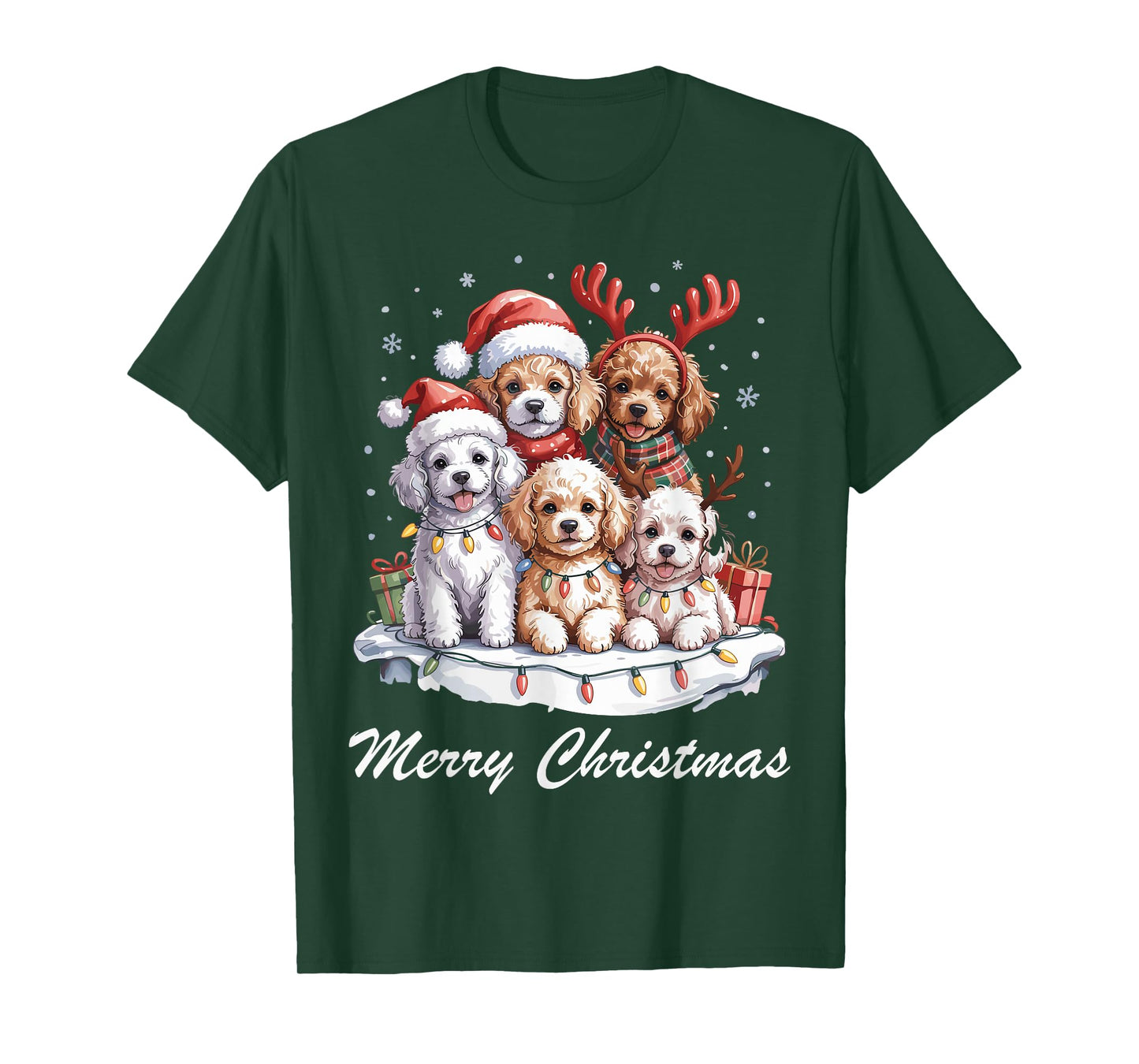 Poodle Merry Christmas Funny Dog Lovers Holiday Pajama T-Shirt