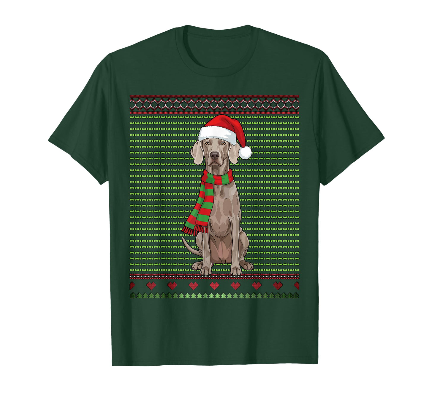 Santa Weimaraner Dog Breed Braco De Weimar Ugly Christmas T-Shirt