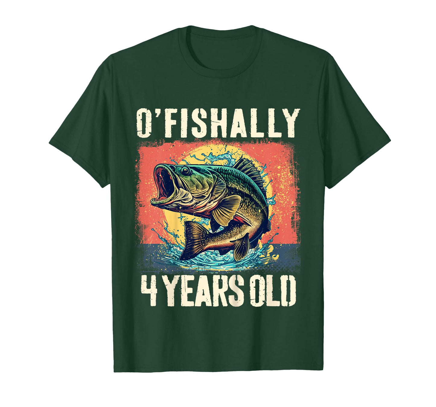 Ofishally 4 Years Old 2021 Fishing Fisherman 4th Birthday T-Shirt
