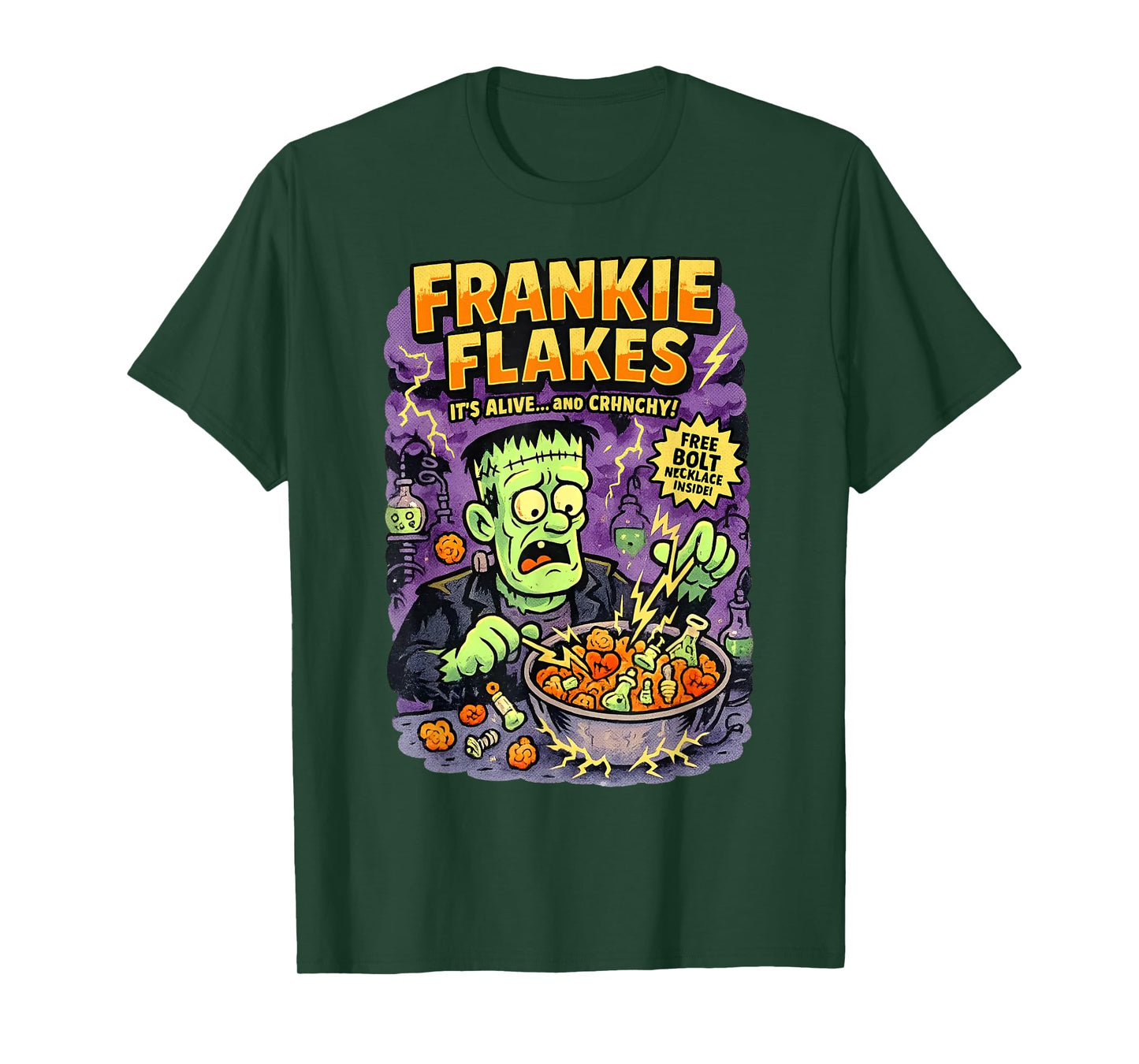 Retro Funny Frankie Flakes Cereal Frankenstein Monster Lover T-Shirt