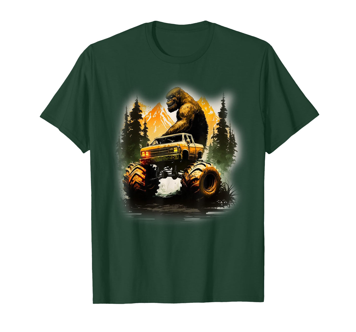 Bigfoot Monster Truck, Sasquatch Sci-Fi Graphic Big Trucks T-Shirt