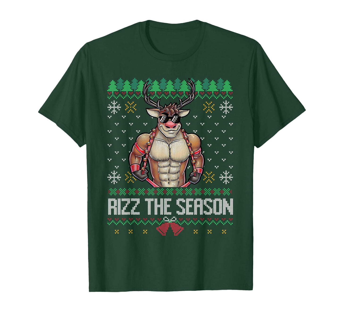 Rizz The Season Reindeer Cool Holiday Ugly Gen Z Slang T-Shirt