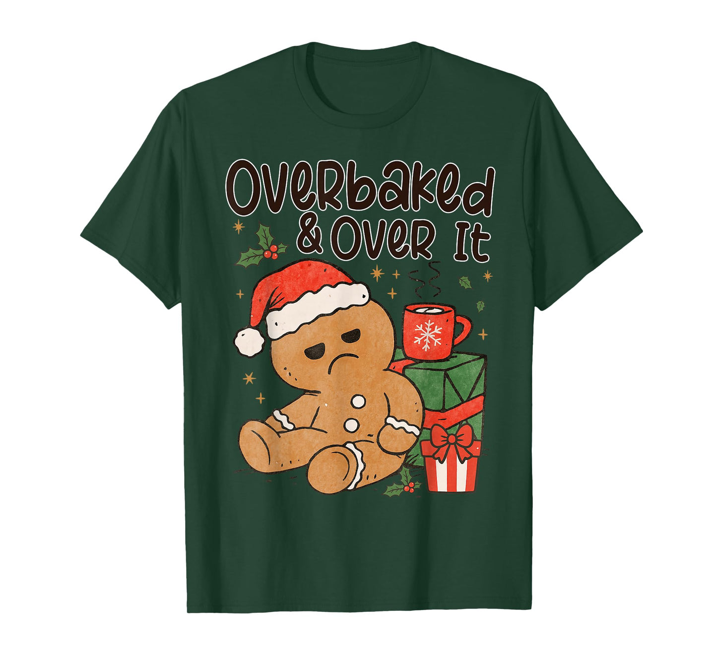 Merry Christmas Gingerbread Cookie Santa Claus Hat Women T-Shirt