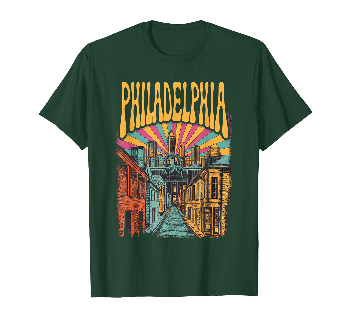 Vintage Philadelphia Pennsylvania Skyline Cityscape Retro T-Shirt