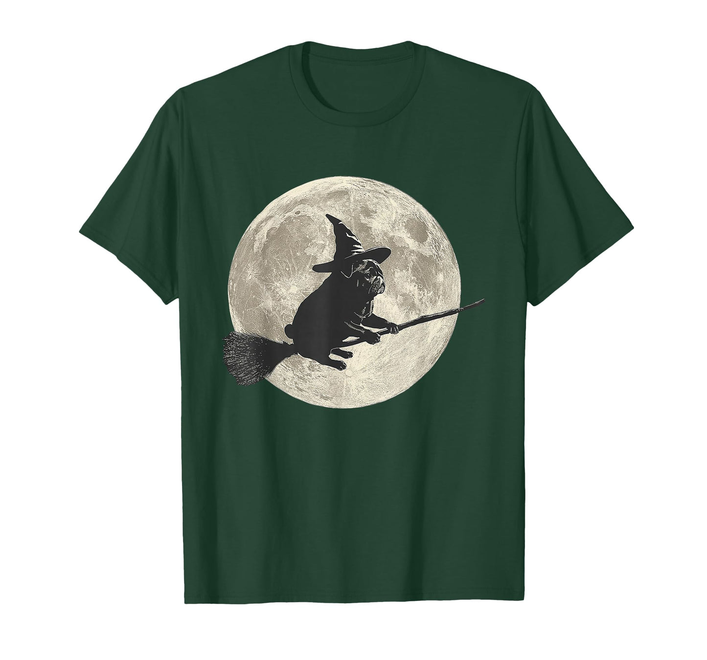 Cute Pug Ghost Witch Dog Lover Halloween Moon T-Shirt