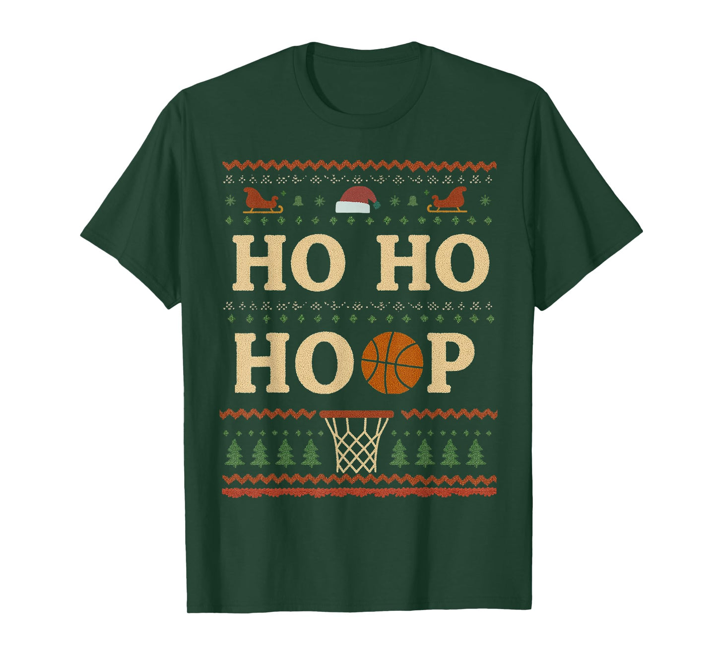 Ho Ho Hoop Basketball Xmas Holiday Funny Christmas T-Shirt