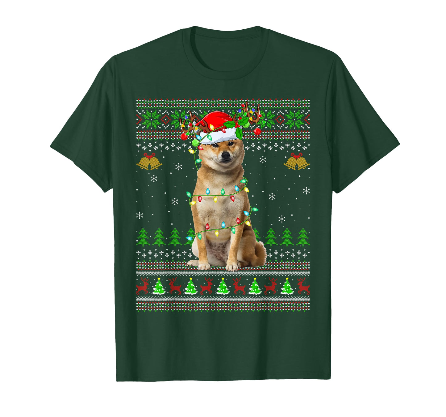 Shiba Inu Dog Ugly Christmas Sweaters Holiday Santa Xmas T-Shirt