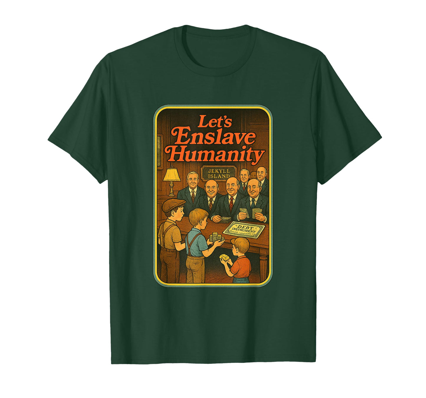 Jekyll Island Federal Reserve Parody Conspiracy Theory T-Shirt