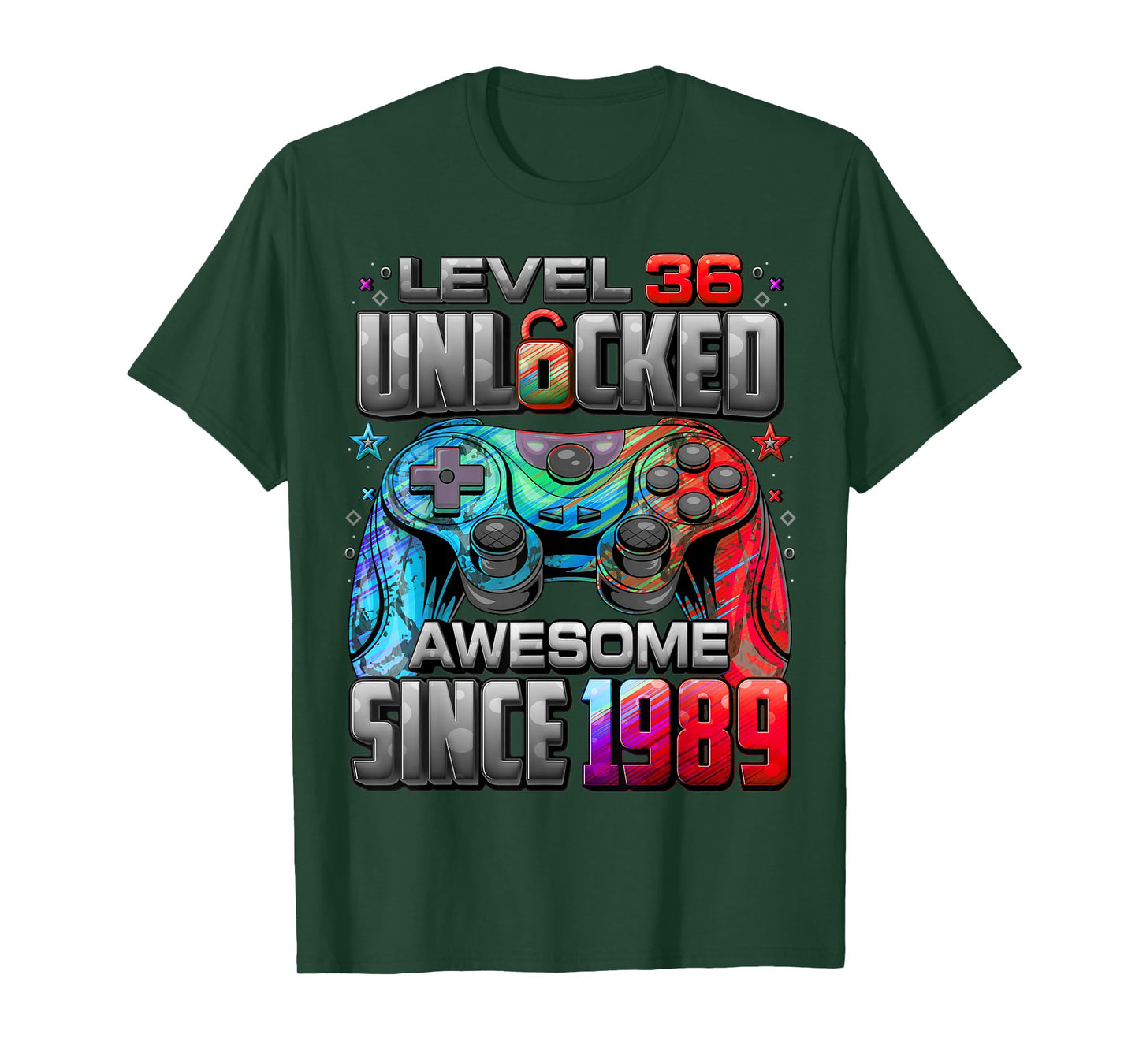 Level 36 Unlocked Awesome Since 1989 36th Birthday Gaming T-Shirt