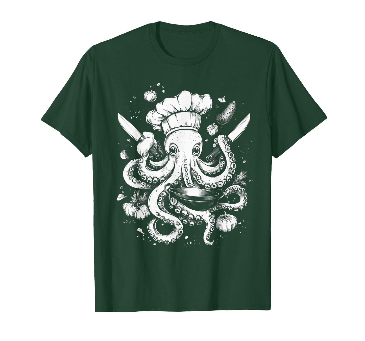 Chef Octopus Funny Cooking Kraken Sous Chef Cook T-Shirt
