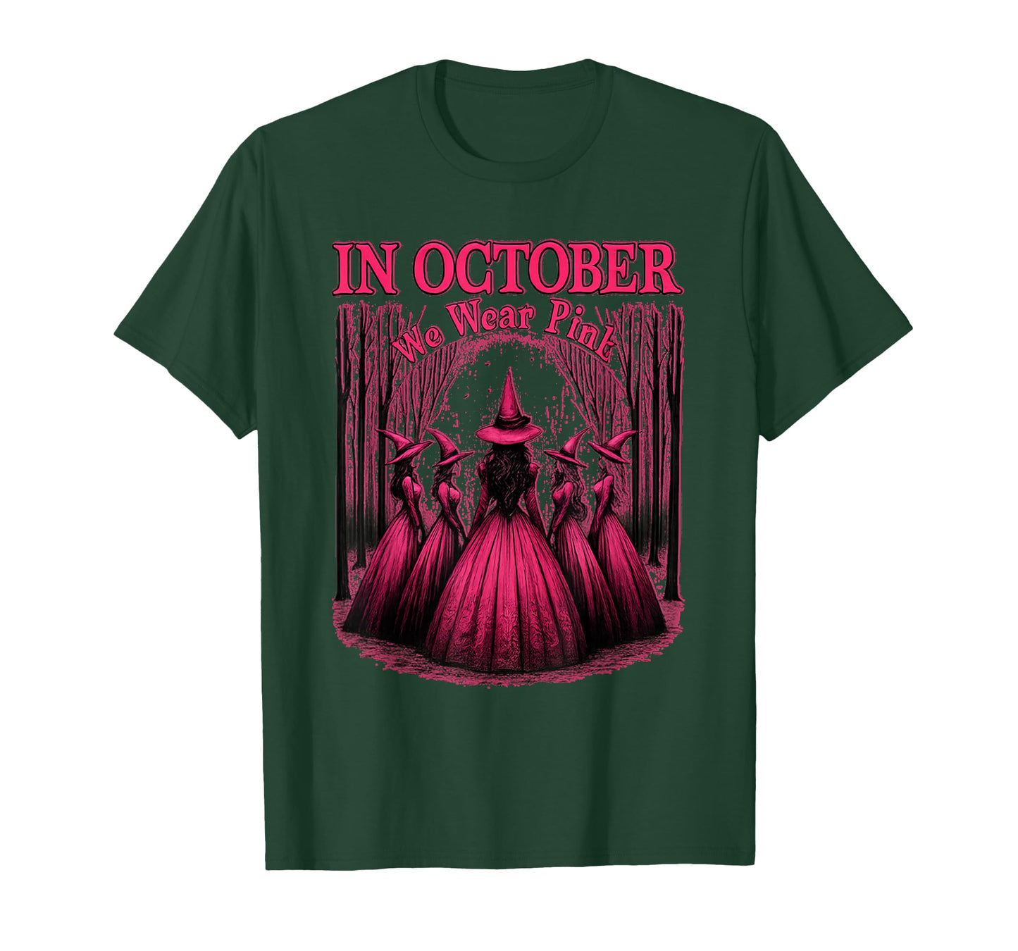 in October We Wear Pink Witch Squad – Breast Cancer Support T-Shirt