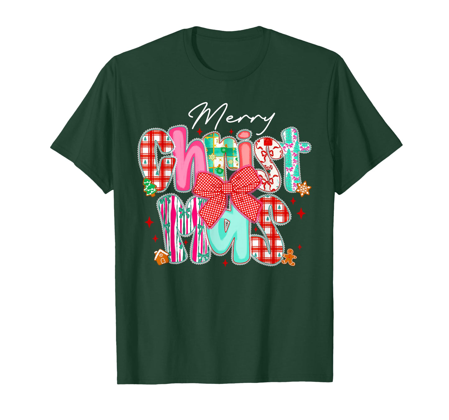 Merry Christmas Lights Red Santa Hat Xmas Family Men Women T-Shirt