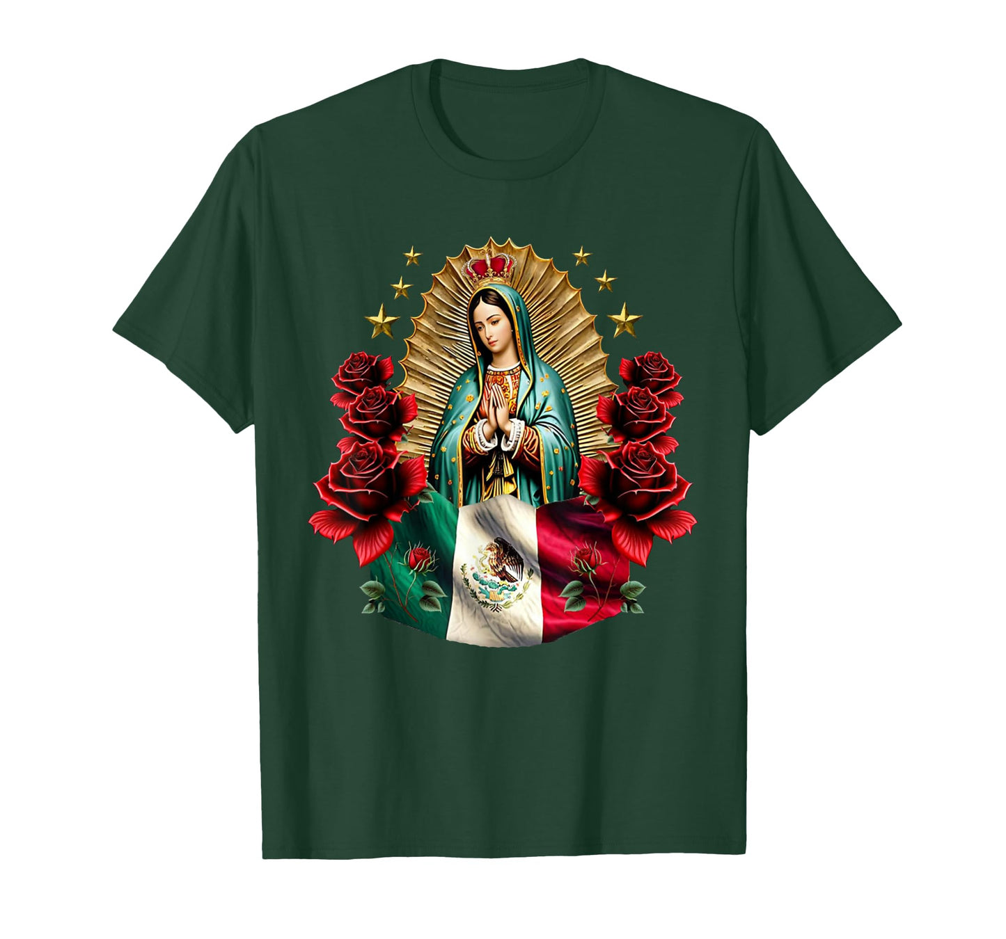 Our Lady Of Guadalupe In Roses Flowers - Catholic T-Shirt
