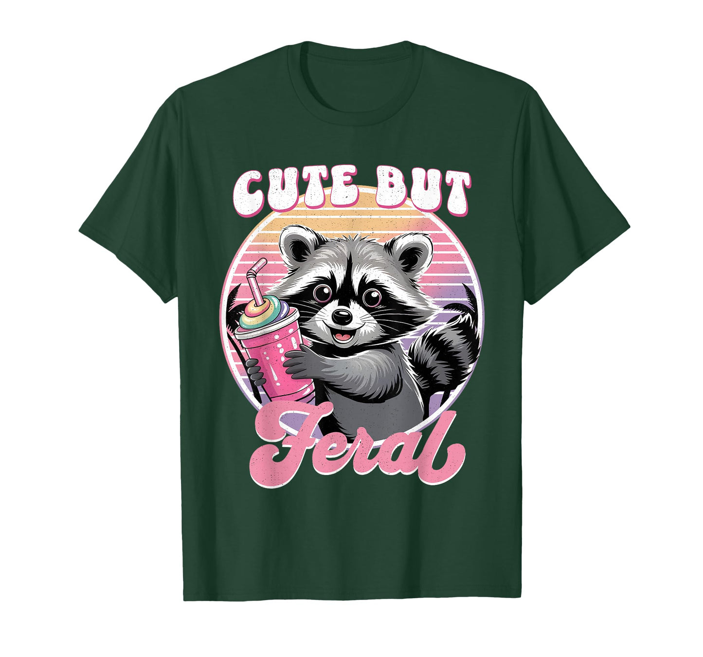 Vintage Raccoon Cute But Feral Toddler Funny Animal Kids T-Shirt