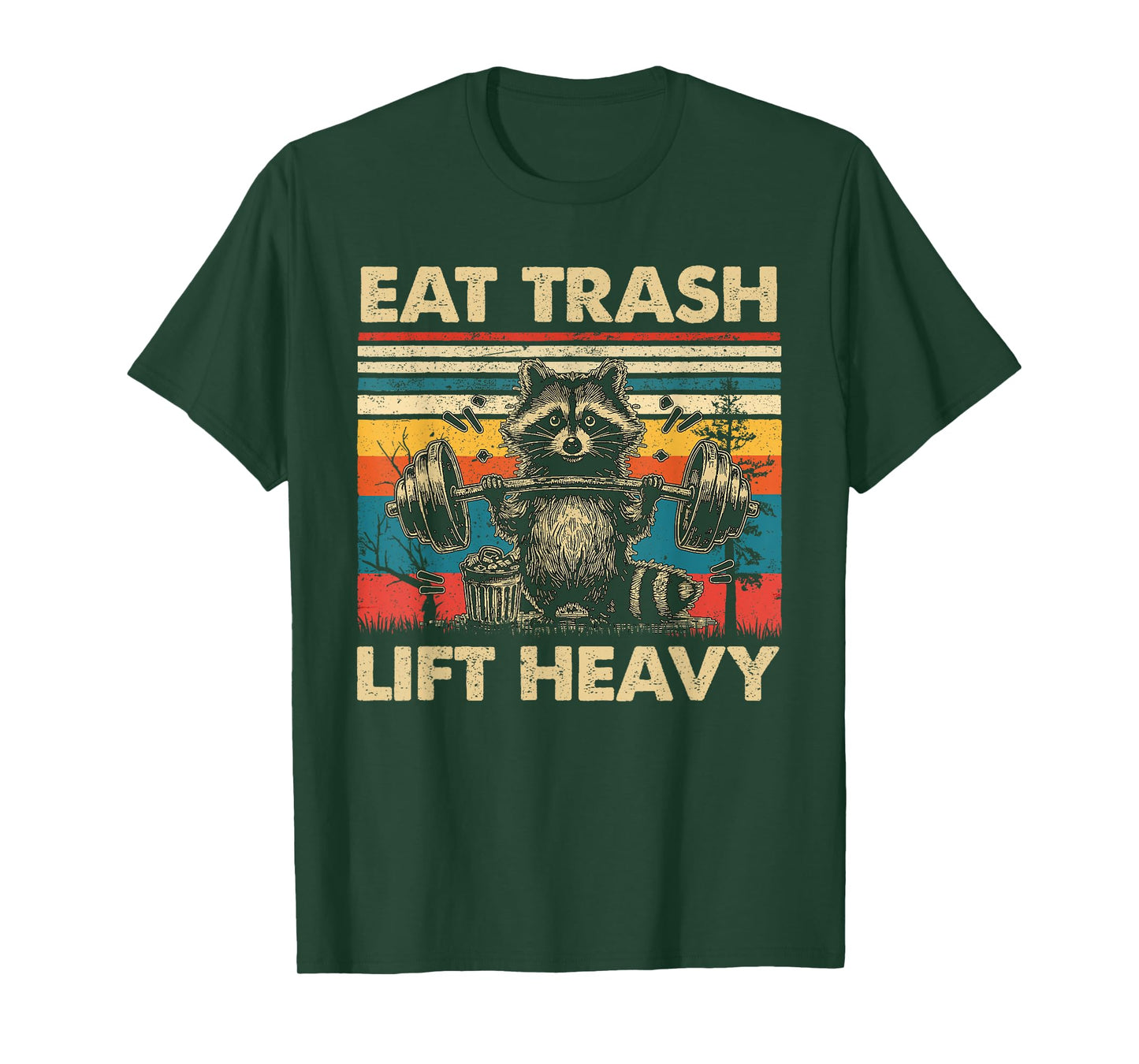 Funny Raccoon Shirt Lift Heavy Eat Trash Raccoon Weightlifting Gym T-Shirt, Unisex-Adults, Black, Small, Short Sleeve, T-Shirt