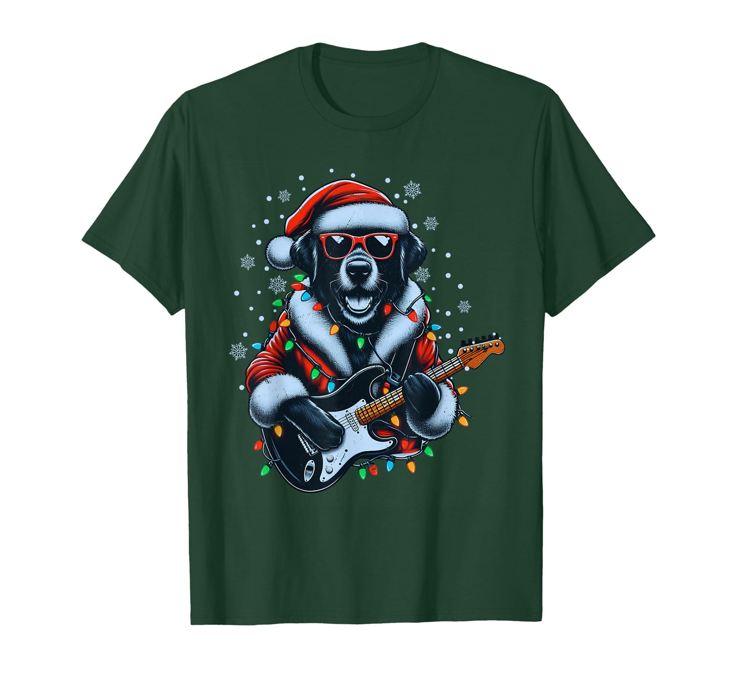 Rock Labrador Retriever Playing Guitar-Funny Christmas Dog T-Shirt