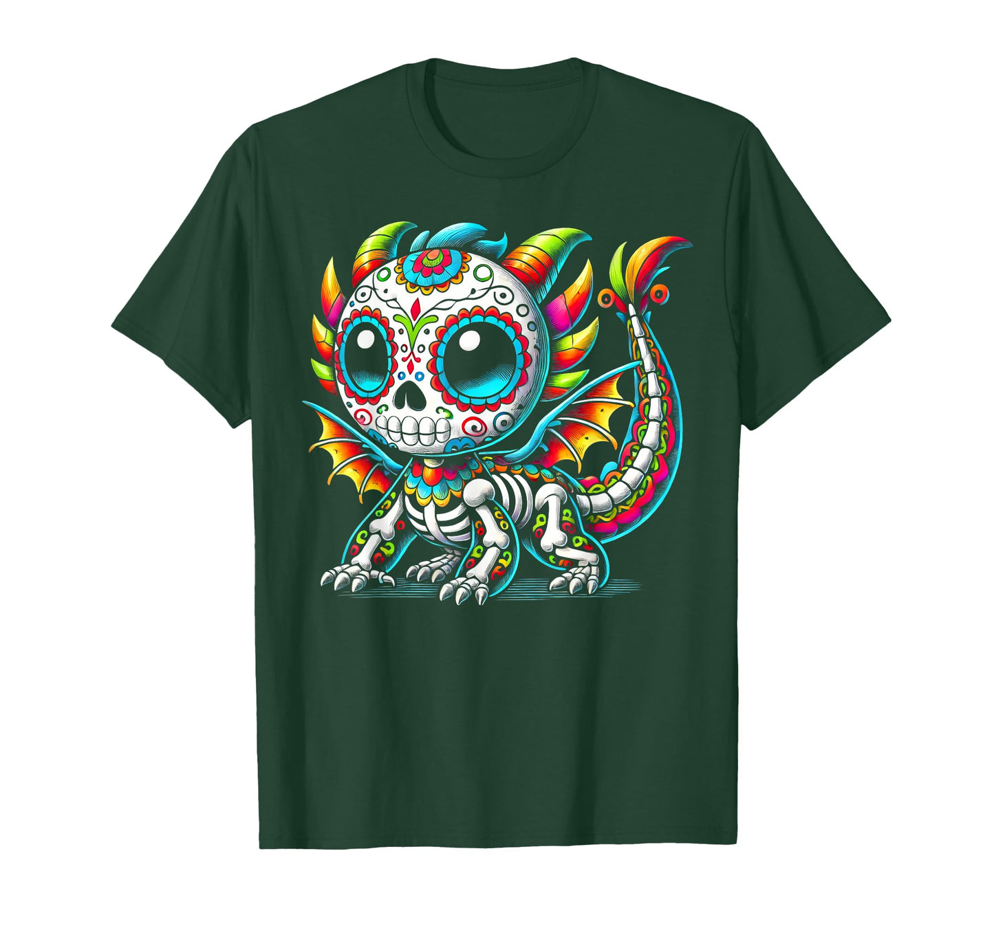 Day of the Dead Sugar Skull Dragon Skeleton Fantasy Lovers T-Shirt