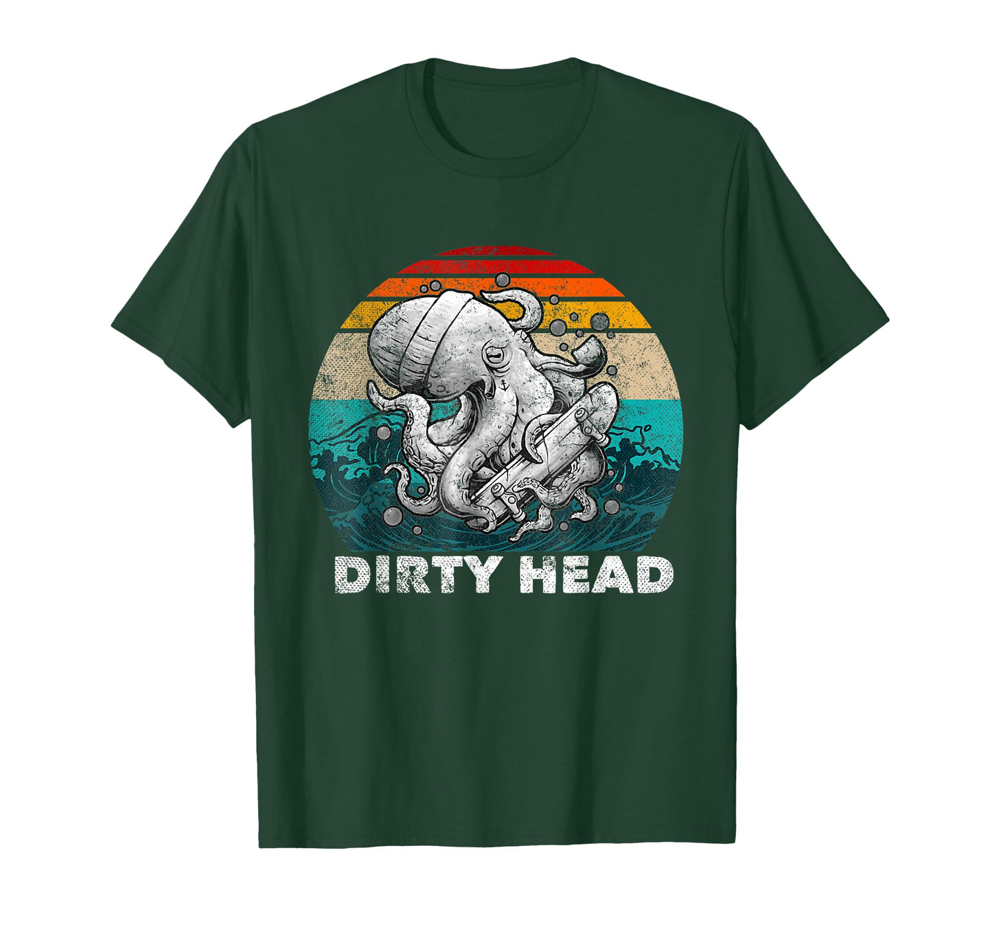 Vintage Dirty Octopus Heads With Skateboard Music Lover T-Shirt
