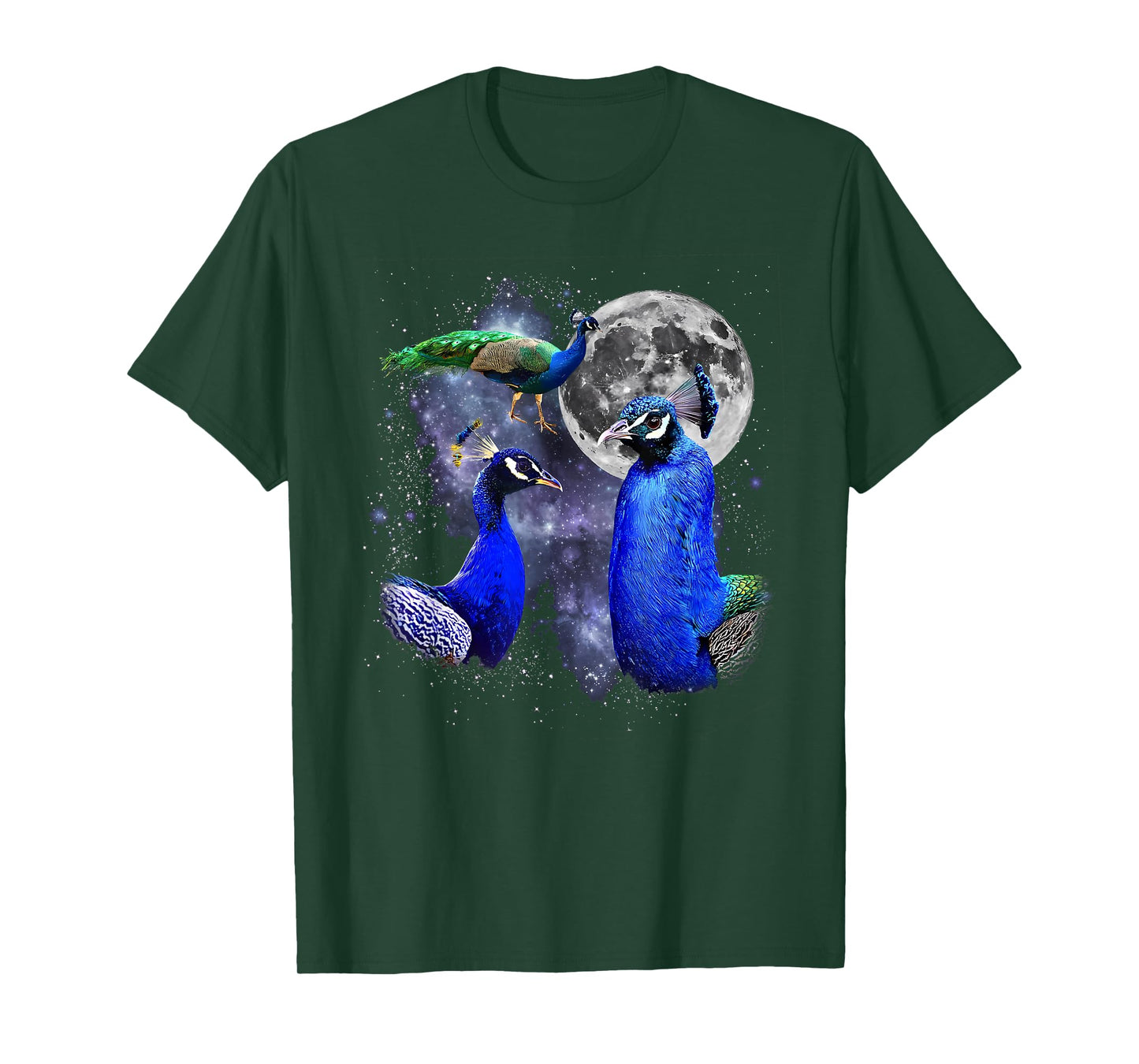 Retro Three Peacock Howling at The Moon Wildlife Bird Lovers T-Shirt