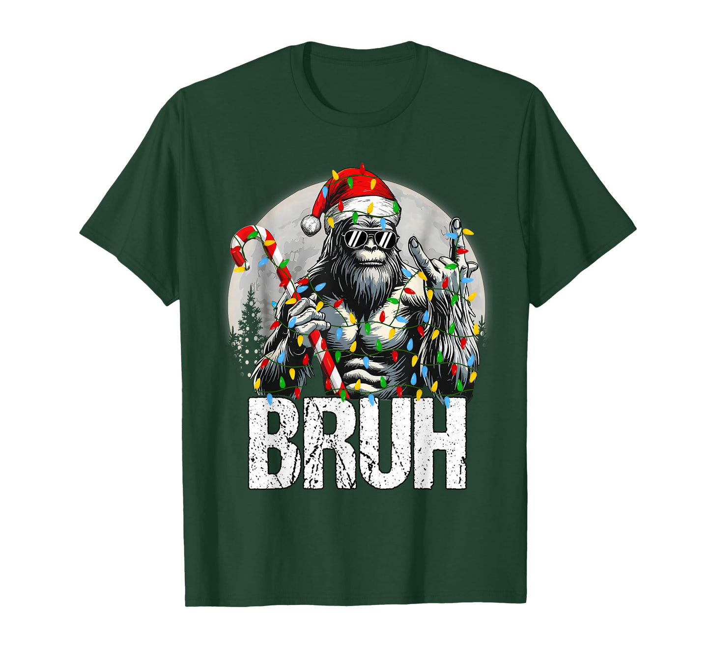 Bruh Santa Bigfoot Christmas Funny Sasquatch Xmas Mens Boys T-Shirt