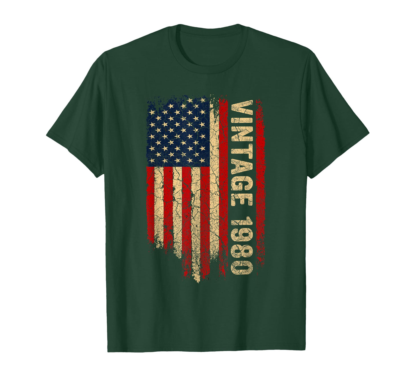 Vintage 1980 American Flag 45th Birthday 45 Years Old Men T-Shirt