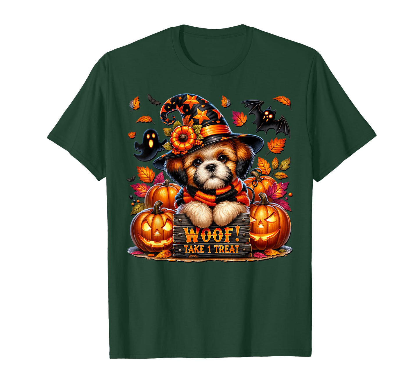 Shih Tzu Halloween Pumpkin Ghost and Bat for Shih Tzu Mom T-Shirt