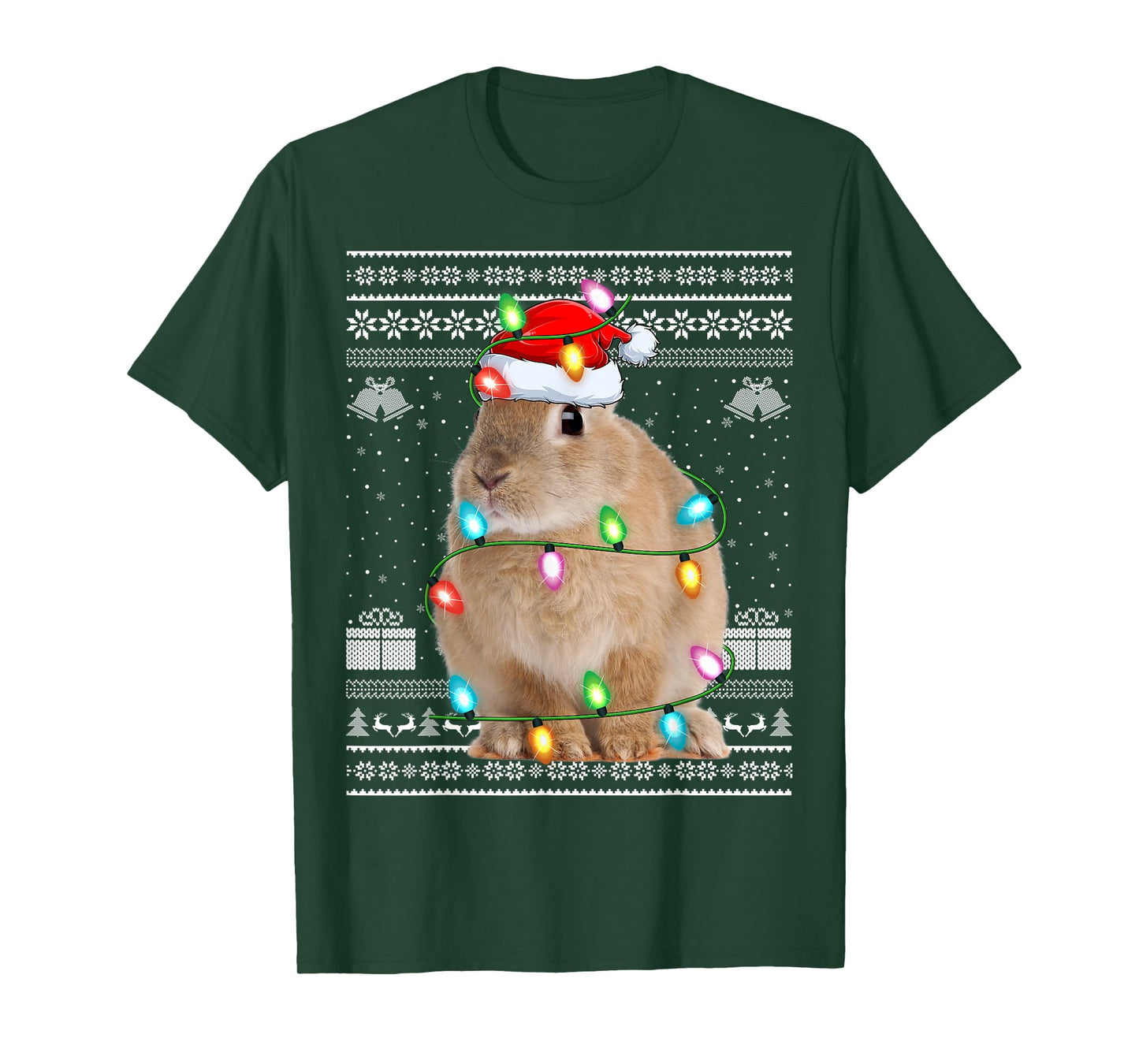 Bunny Rabbit Xmas Lights Ugly Christmas Sweater Pajamas T-Shirt
