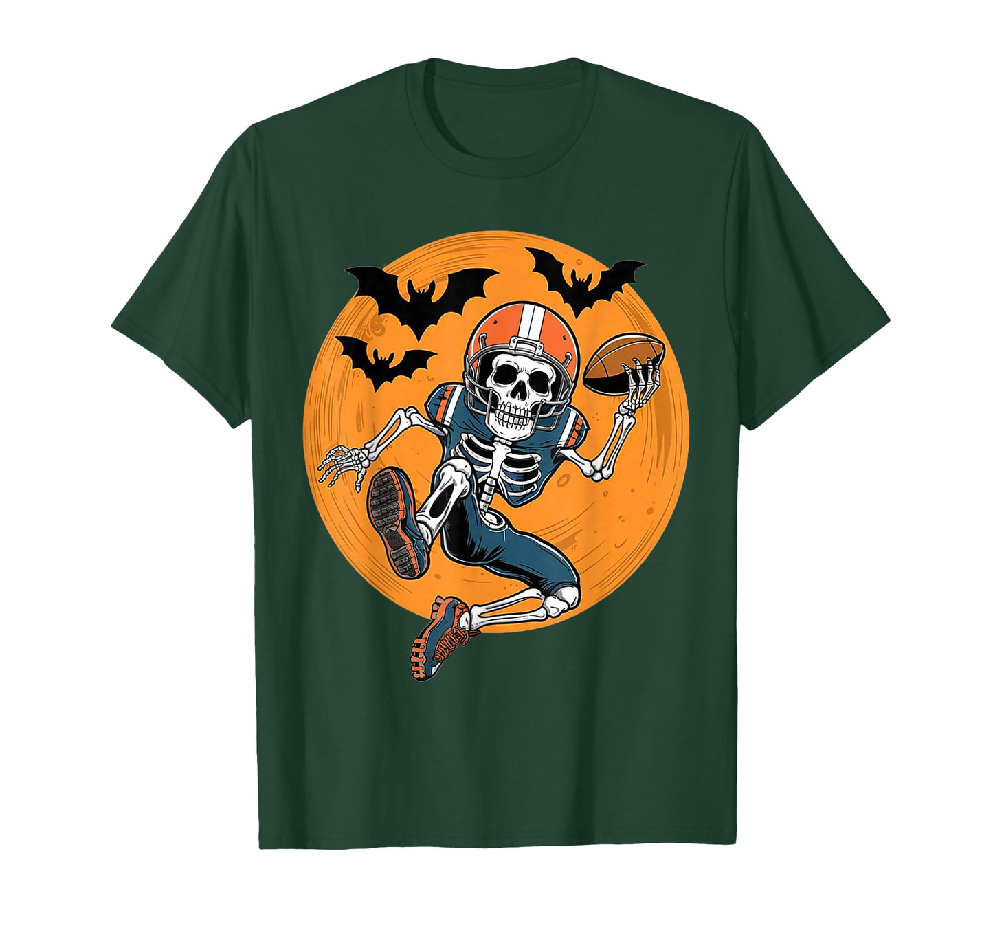 American Football Skeleton Halloween Sport Football Men Boy T-Shirt