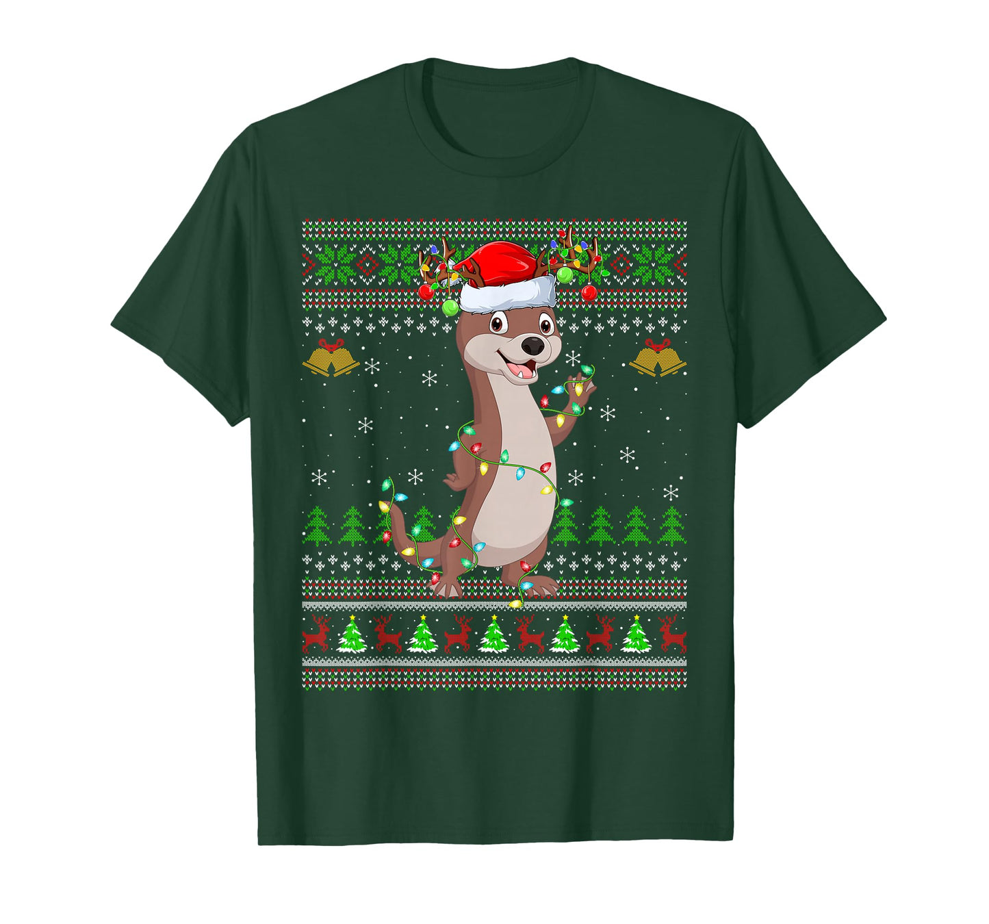 Funny Otter Ugly Christmas Sweaters Holiday Santa Cute Xmas T-Shirt