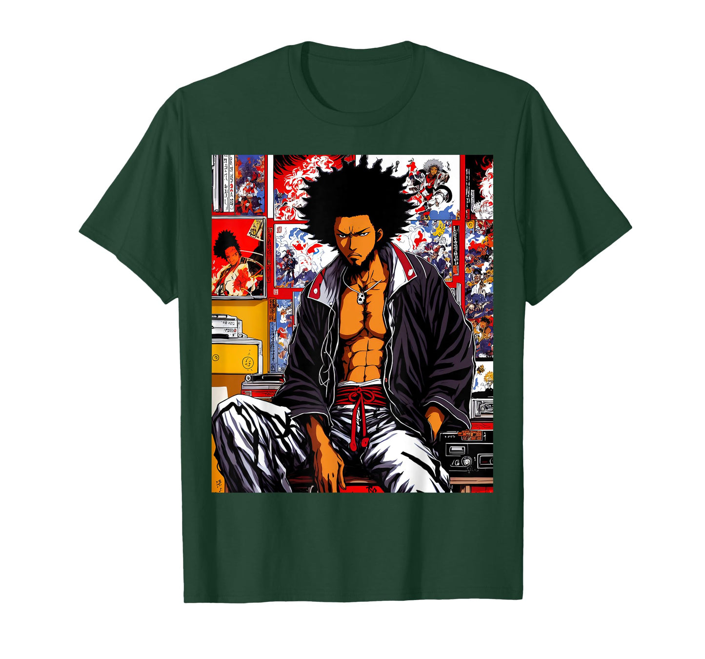 African Samurai Hip-hop Afro 90s Anime Retro Chill Lofi T-Shirt