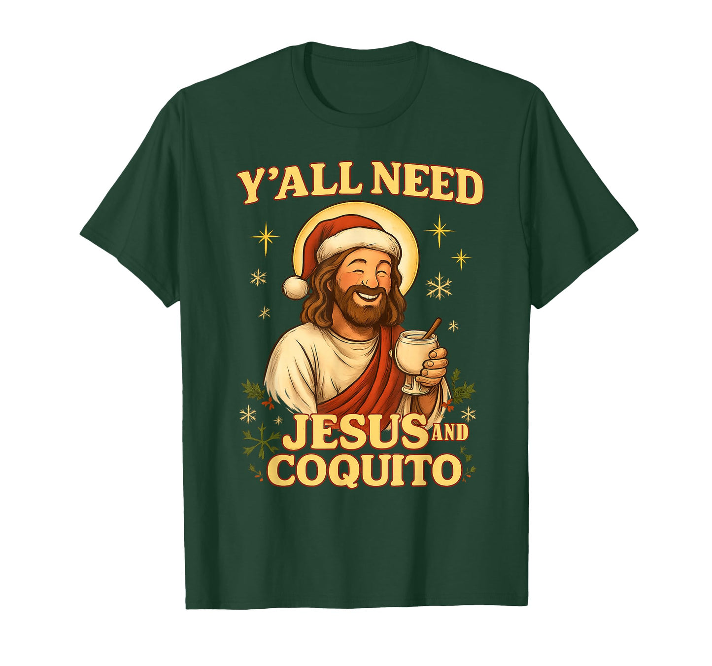 Y’All Need Jesús y Coquito Diseño Navideño Boricua con Flow T-Shirt