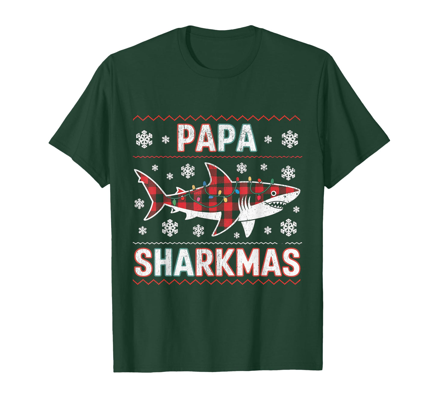 Papa Sharkmas Funny Shark Santa Hat Ugly Christmas Sweater T-Shirt