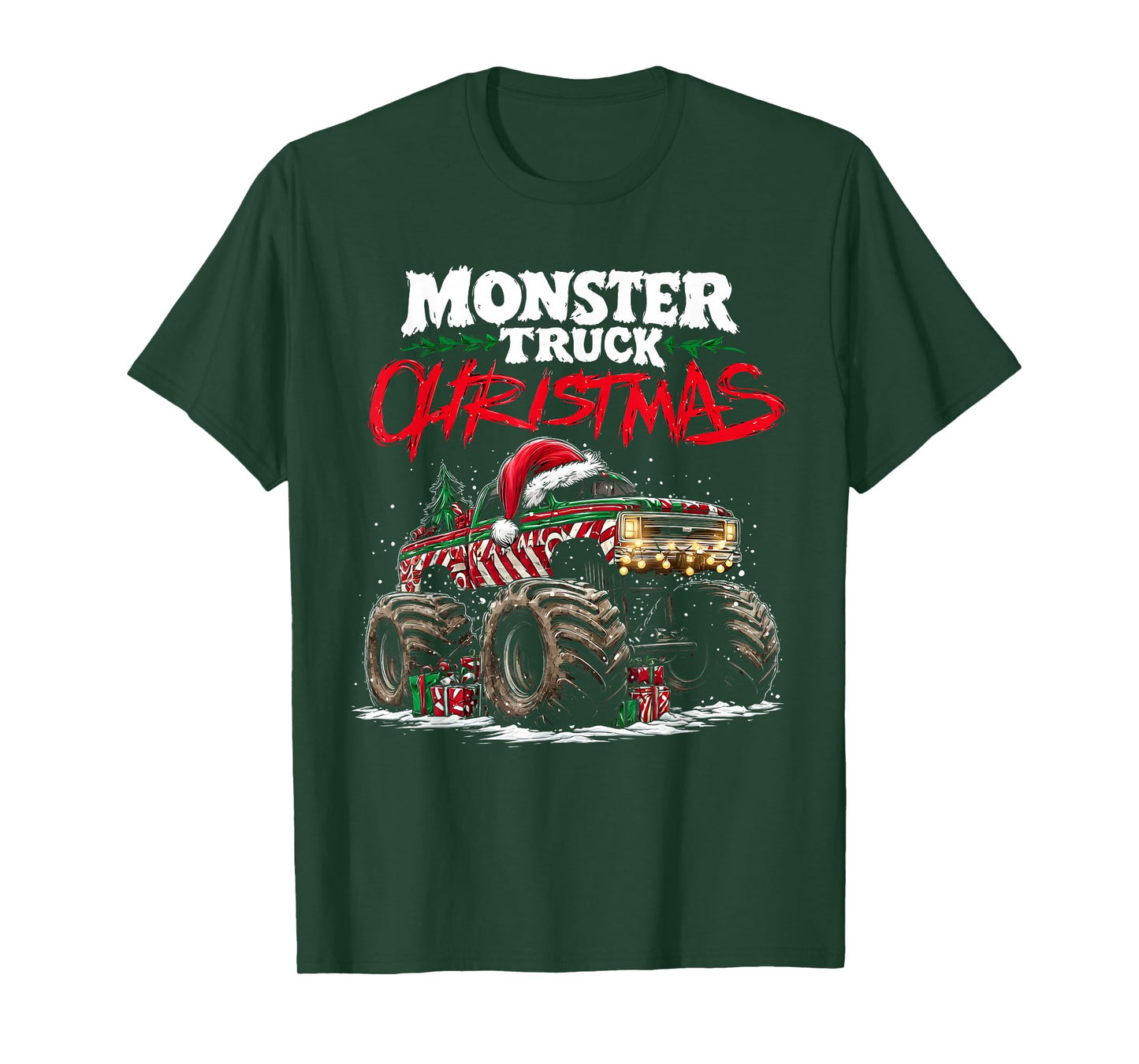 Monster Truck Holiday Snow Festive Winter Artwork T-Shirt