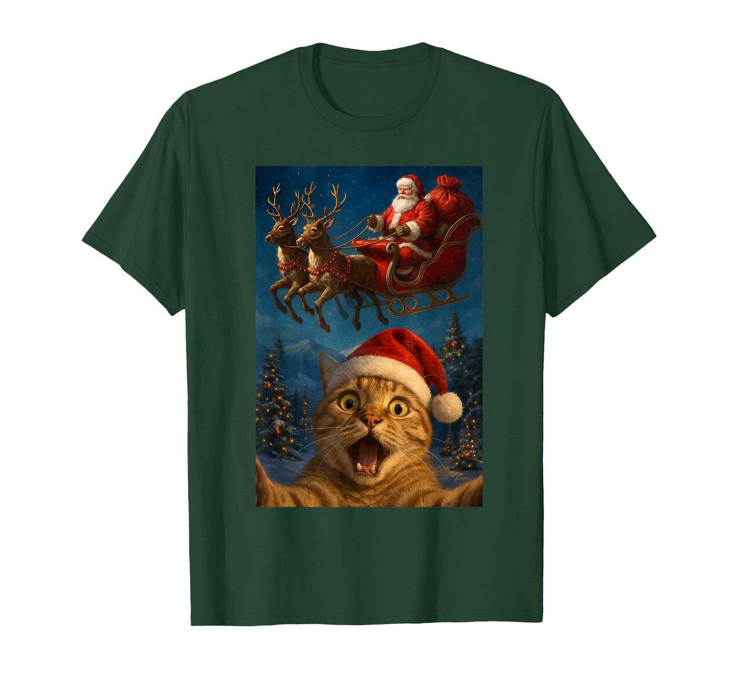 Cat Selfie Santa Claus Christmas Xmas T-Shirt