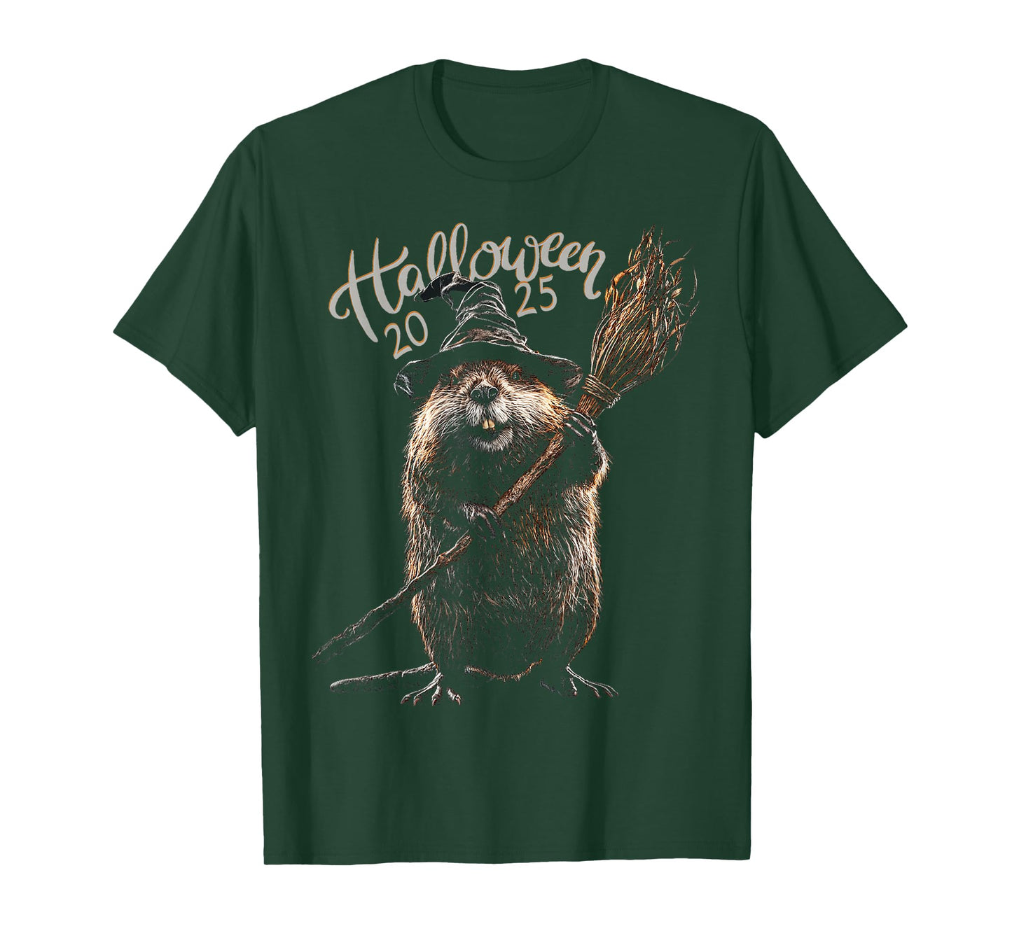Halloween 2025 Beaver Witch Animal Costume Fun T-Shirt