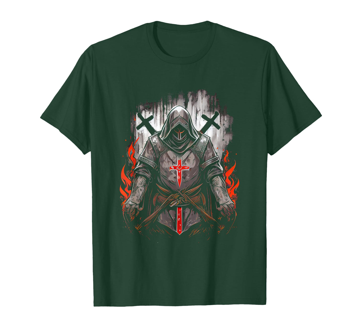 Knight Templar Kneeling Crusader Templar Warrior Of Christ T-Shirt