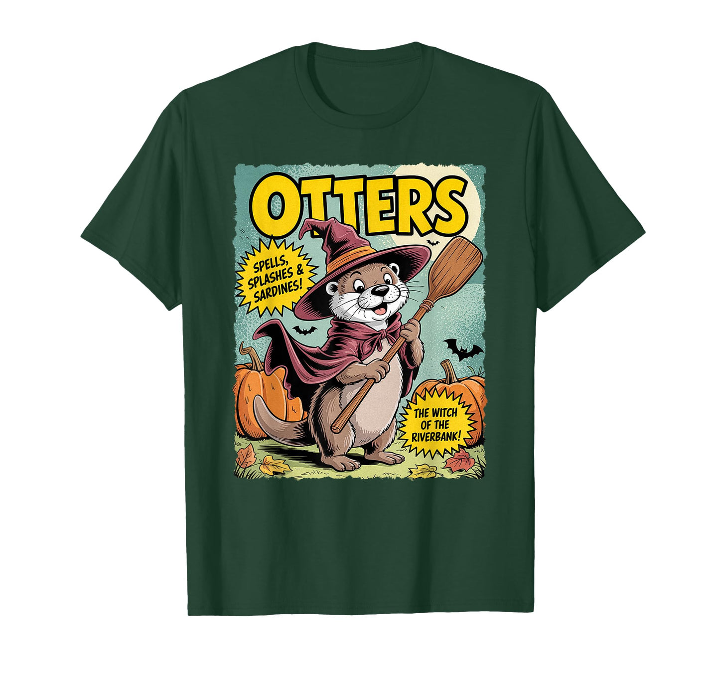 Funny Vintage Otter Witch Halloween Costume Comic Graphic T-Shirt