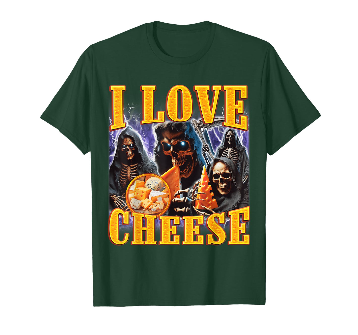 I Love Cheese Funny Skeleton Meme Weird T-Shirt