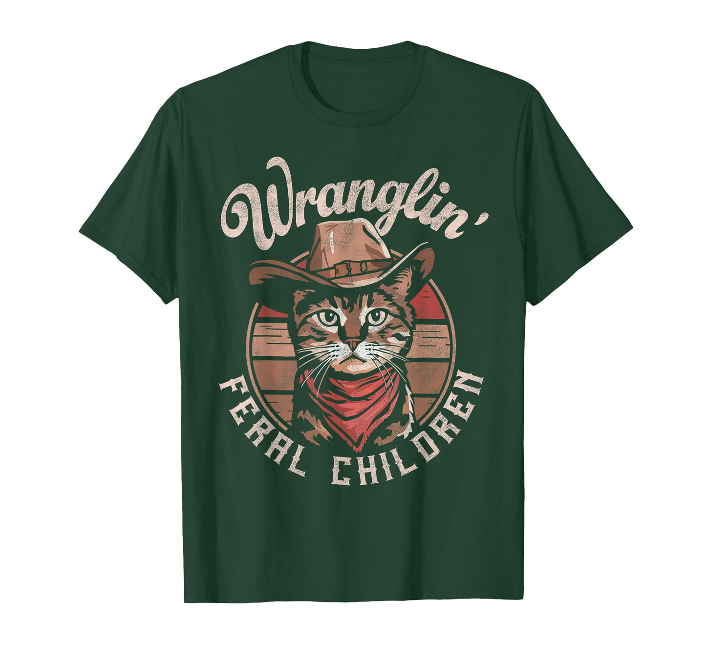 Wranglin' Feral Children Retro Cowboy Cat 90s Western Mom T-Shirt