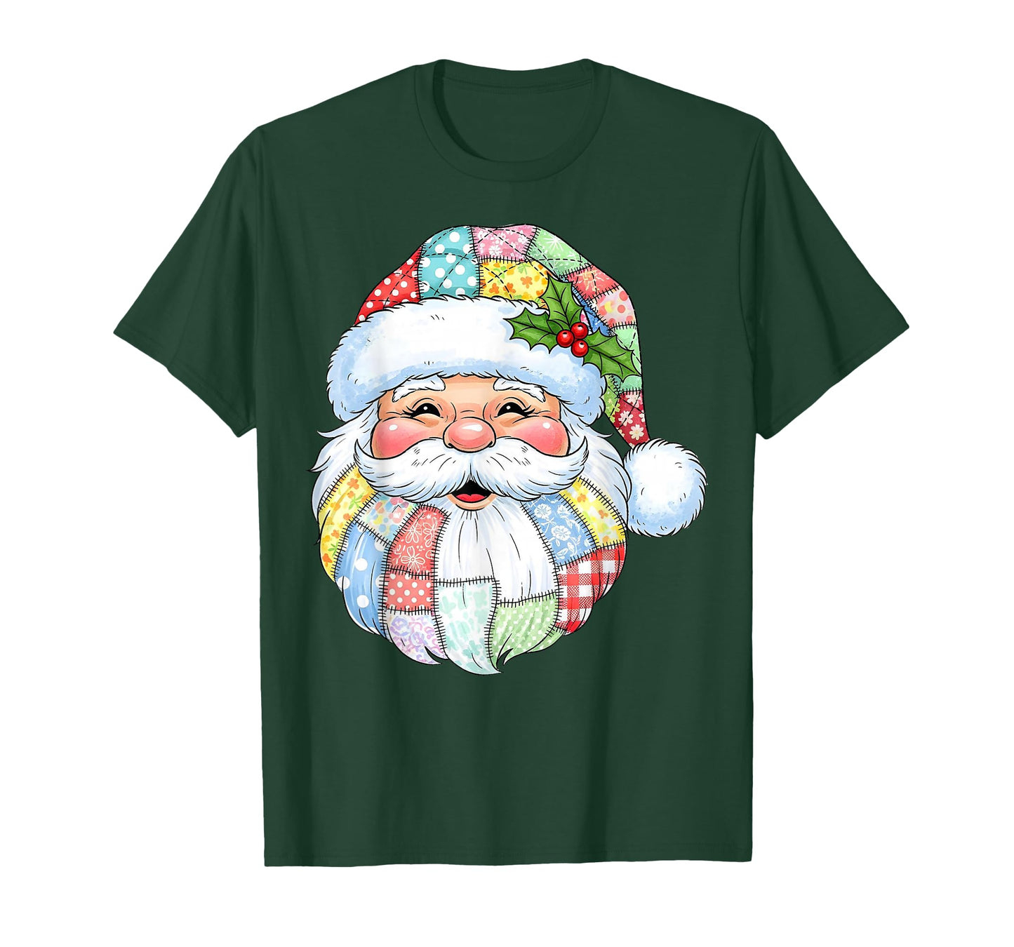 Patchwork Santa Claus Retro Christmas Funny Mens Womans Kids T-Shirt