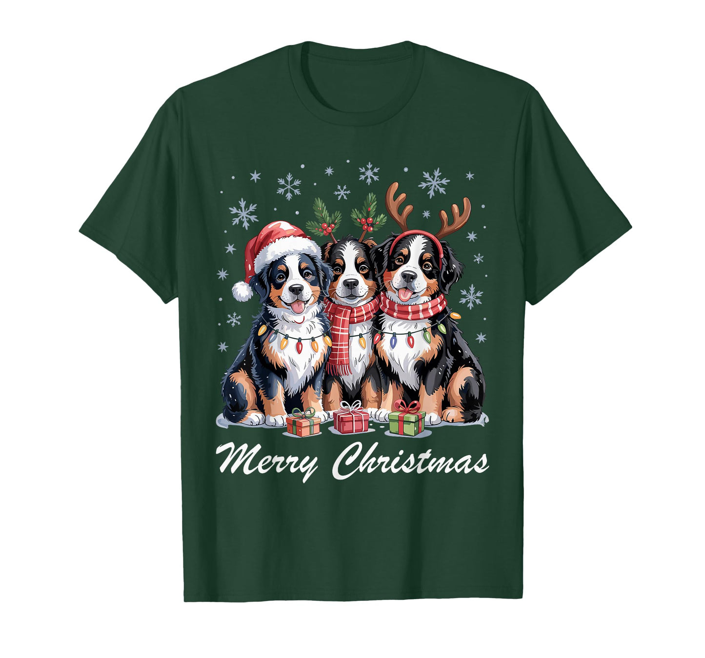 Bernese Mountain Merry Christmas Funny Dog Lovers Holiday T-Shirt