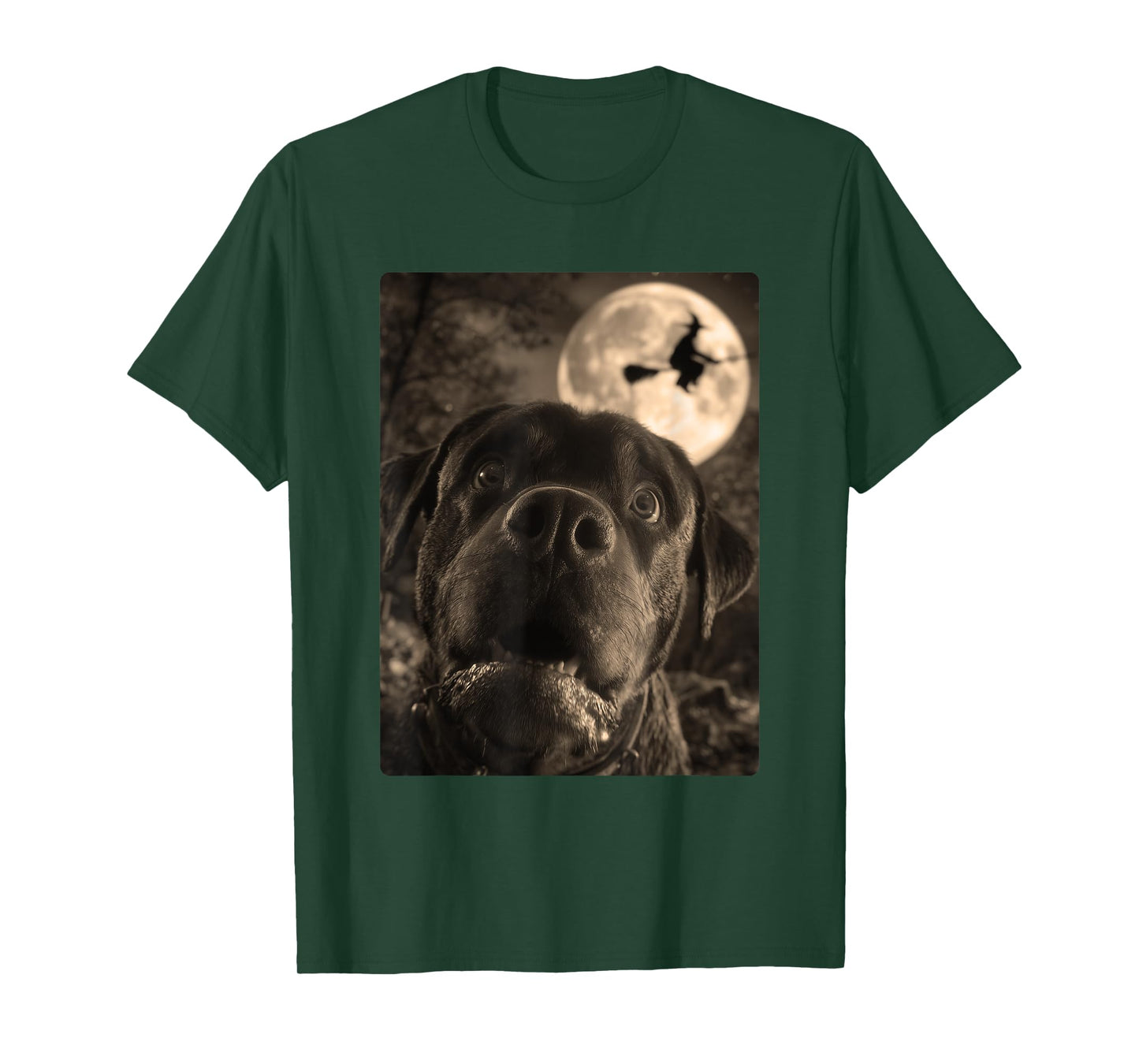 Funny Rottweiler Selfie Full Moon Flying Witch Halloween Dog T-Shirt