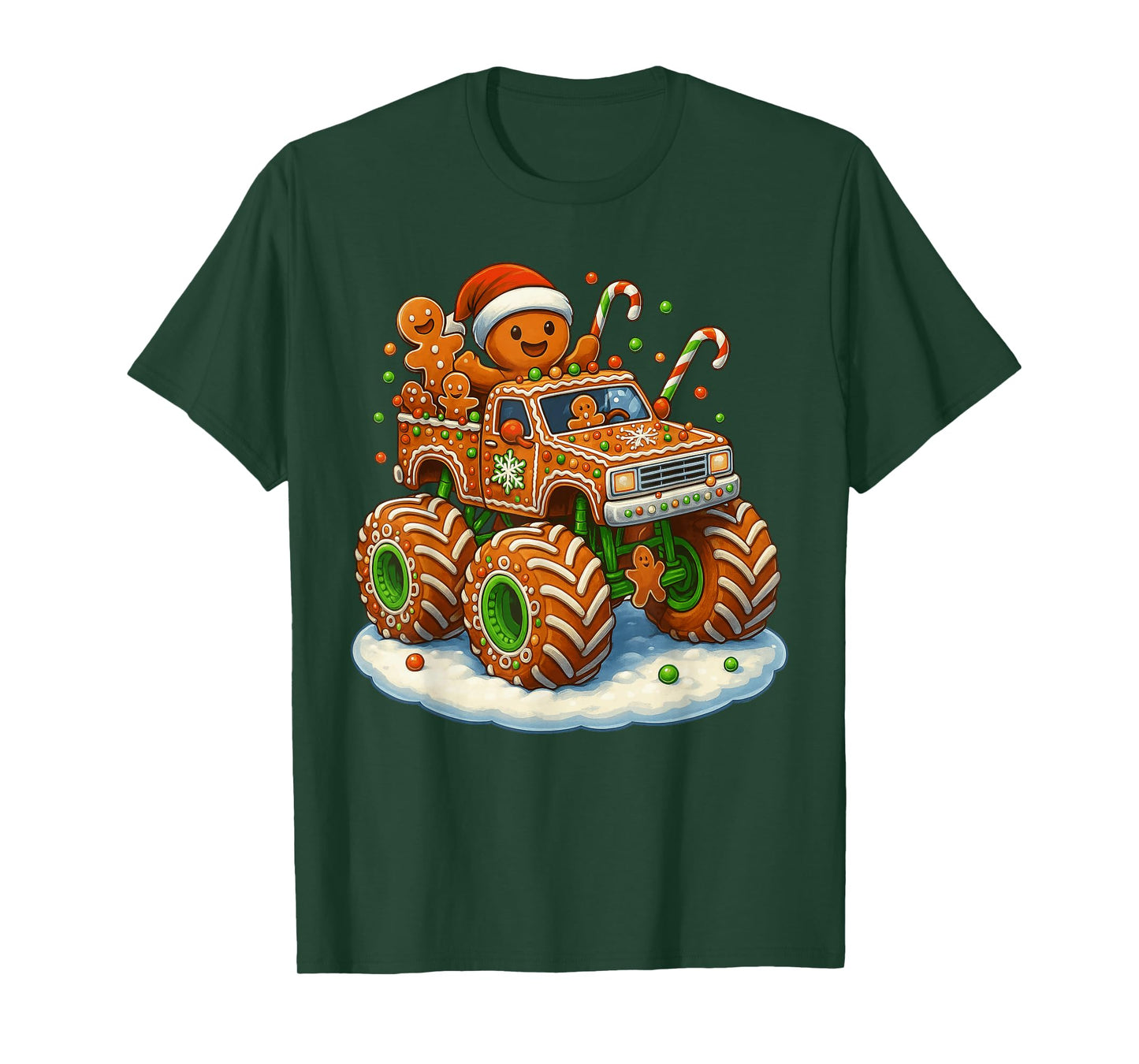 Monster Truck Gingerbread Funny Santa Hat Christmas Baking T-Shirt
