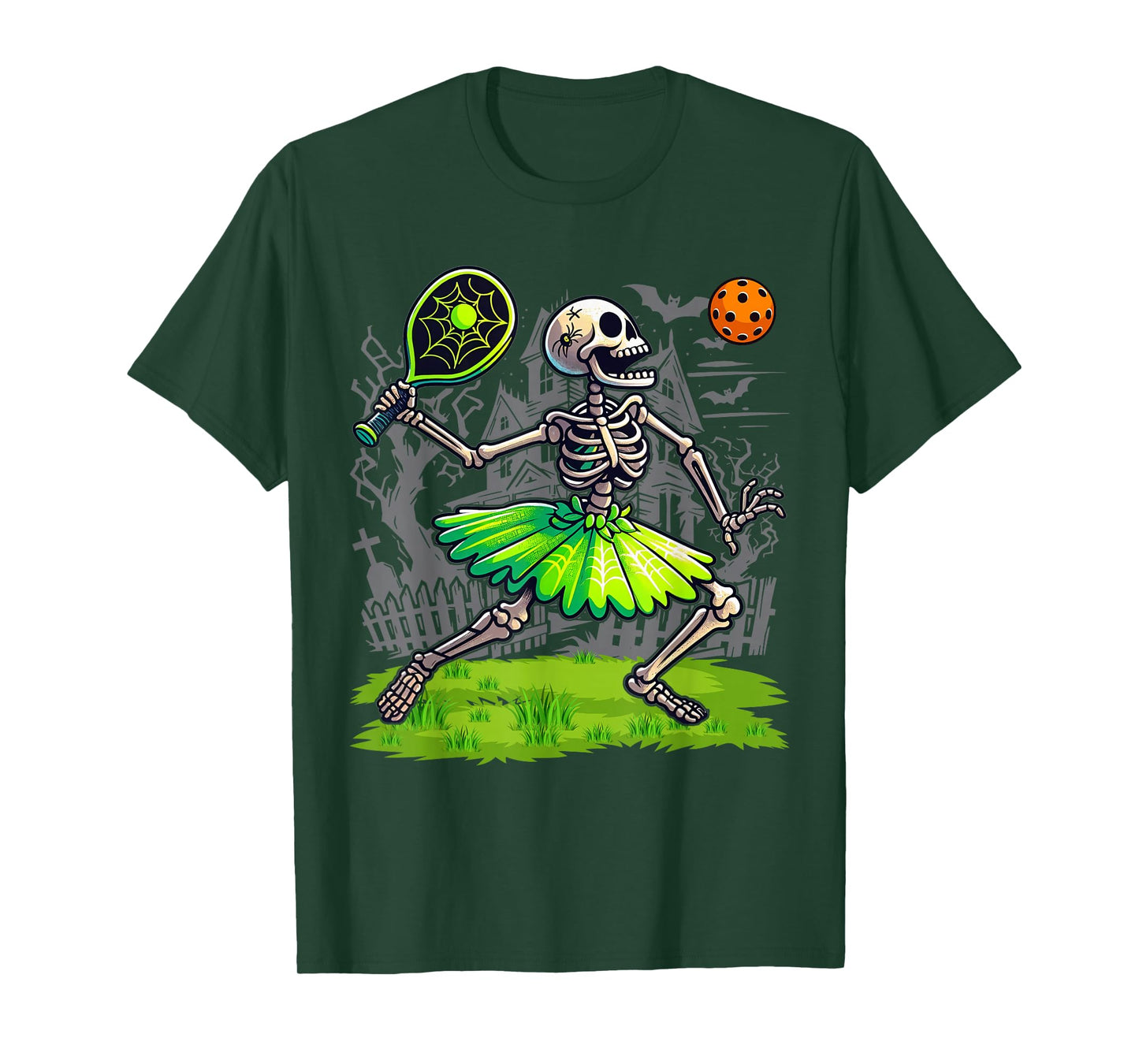 Spooky Pickleball Halloween Skeleton Women T-Shirt