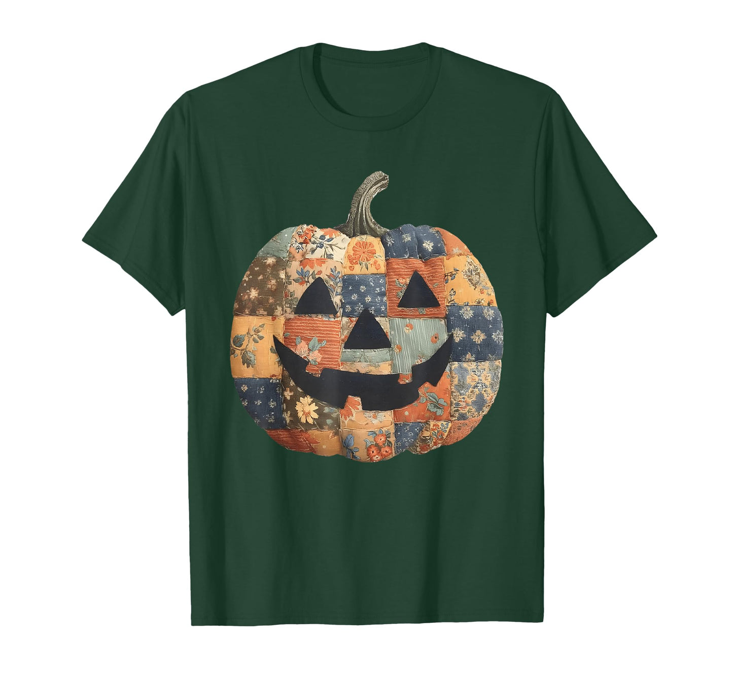 Vintage Halloween Patchwork Pumpkin Quilted Fall Aesthetic T-Shirt