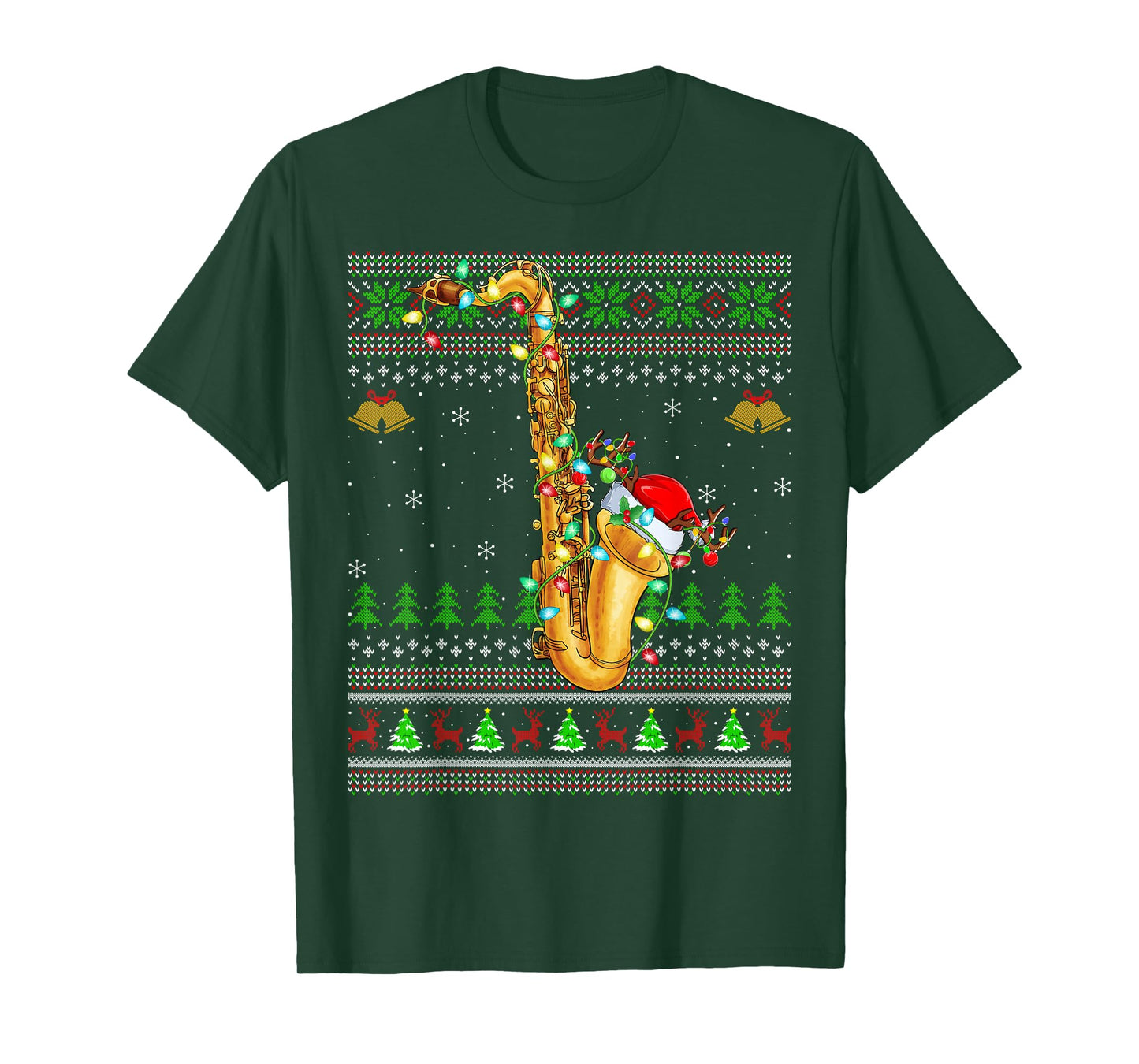 Saxophone Ugly Christmas Sweaters Saxophone Music Lover Xmas T-Shirt